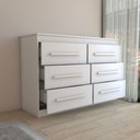 Ver imagem 5 de Guarda-roupa Casal Europa 8 Portas 4 Gavetas e Cômoda 6 Gavetas 100% Mdf Branco - Panorama Móveis