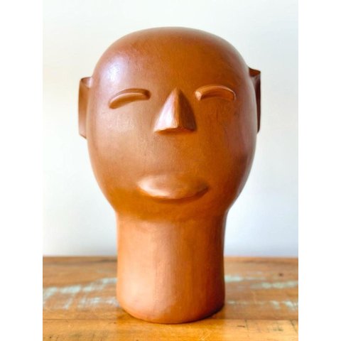 Escultura Cabeça Cerâmica Cida Lima. Arte Popular Brasileira