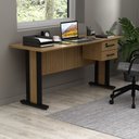 Ver imagem 1 de Mesa de Escritório 160x75,4cm 2 Gavetas e Chave Amêndoa/preto Me4193