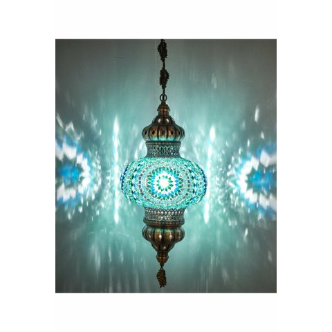 LUSTRE DE MOSAICO TURCO VERDE 25 CM DIAMETRO FANTASTICO - BHM045