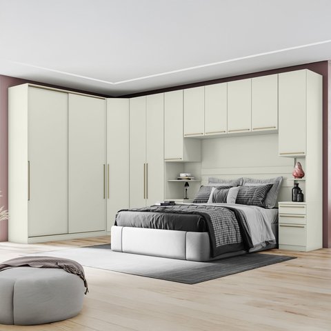 Quarto Modulado Completo Casal 6 Peças 11 Portas 9 Gavetas Seletto 