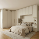 Ver imagem 1 de Guarda Roupa Casal Modulado 6 Peças com Espelho e Cabeceira 11 Portas 9 Gavetas Seletto Areia Bege/HP