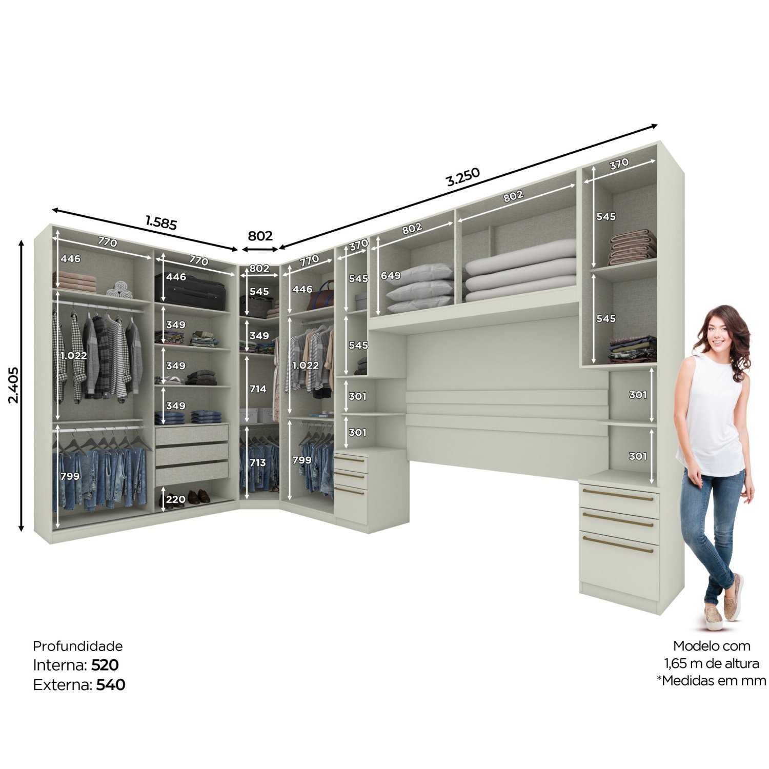 Quarto Modulado Completo Casal 6 Peças 11 Portas 9 Gavetas Seletto  - 2