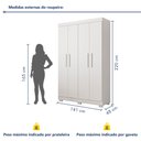 Ver imagem 6 de Guarda Roupa Solteiro 4 Portas 3 Gavetas Flórida 100% MDF Branco