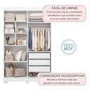 Ver imagem 4 de Guarda Roupa Solteiro 4 Portas 3 Gavetas Flórida 100% MDF Branco