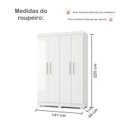 Ver imagem 7 de Guarda Roupa Solteiro 4 Portas 3 Gavetas Flórida 100% MDF Branco