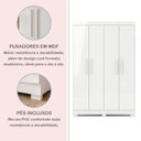 Ver imagem 3 de Guarda Roupa Solteiro 4 Portas 3 Gavetas Flórida 100% MDF Branco