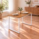 Ver imagem 5 de Mesa de Jantar Reforçada Industrial 110x70cm Tampo Marrom Pés Branco