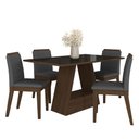 Ver imagem 2 de Mesa com 4 Cadeiras Nápoles 1,36 Imbuia/preto/cinza - Móveis Arapongas Imbuia/preto/suede Cinza