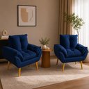 Ver imagem 1 de Kit 2 Poltronas Decorativa Estofada Sala Quarto Escritório Opala Madeira