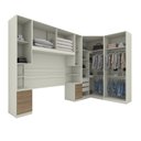 Ver imagem 3 de Guarda Roupa Casal Modulado 5 Peças com Espelho e Cabeceira 10 Portas 6 Gavetas Seletto Areia/Jequitibá Marrom/HP