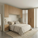 Ver imagem 1 de Guarda Roupa Casal Modulado 5 Peças com Espelho e Cabeceira 10 Portas 6 Gavetas Seletto Areia/Jequitibá Marrom/HP