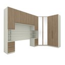 Ver imagem 2 de Guarda Roupa Casal Modulado 5 Peças com Espelho e Cabeceira 10 Portas 6 Gavetas Seletto Areia/Jequitibá Marrom/HP