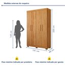 Ver imagem 6 de Guarda Roupa Solteiro 4 Portas 3 Gavetas Flórida 100% MDF Marrom/Amadeirado