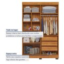 Ver imagem 4 de Guarda Roupa Solteiro 4 Portas 3 Gavetas Flórida 100% MDF Marrom/Amadeirado