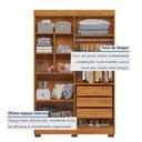 Ver imagem 5 de Guarda Roupa Solteiro 4 Portas 3 Gavetas Flórida 100% MDF Marrom/Amadeirado