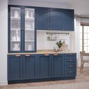Ver imagem 1 de Cozinha Planejada Compacta 4 Peças com Armário Aéreo 2 Portas Vidro Arizona CabeCasa MadeiraOriginals Azul