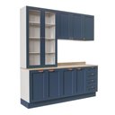 Ver imagem 3 de Cozinha Planejada Compacta 4 Peças com Armário Aéreo 2 Portas Vidro Arizona CabeCasa MadeiraOriginals Azul