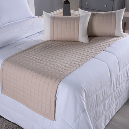 Peseira de Cama Queen - Kit 5 Pçs com Almofadas Cheias: Cáqui - 4