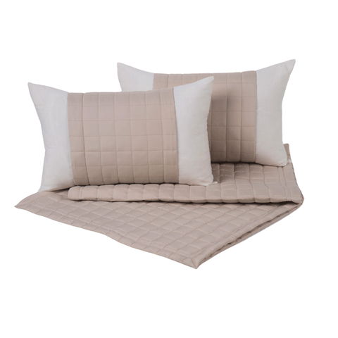 Peseira de Cama Queen - Kit 5 Pçs com Almofadas Cheias: Cáqui