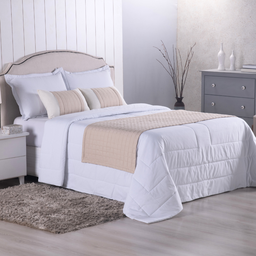 Peseira de Cama Queen - Kit 5 Pçs com Almofadas Cheias: Cáqui - 2