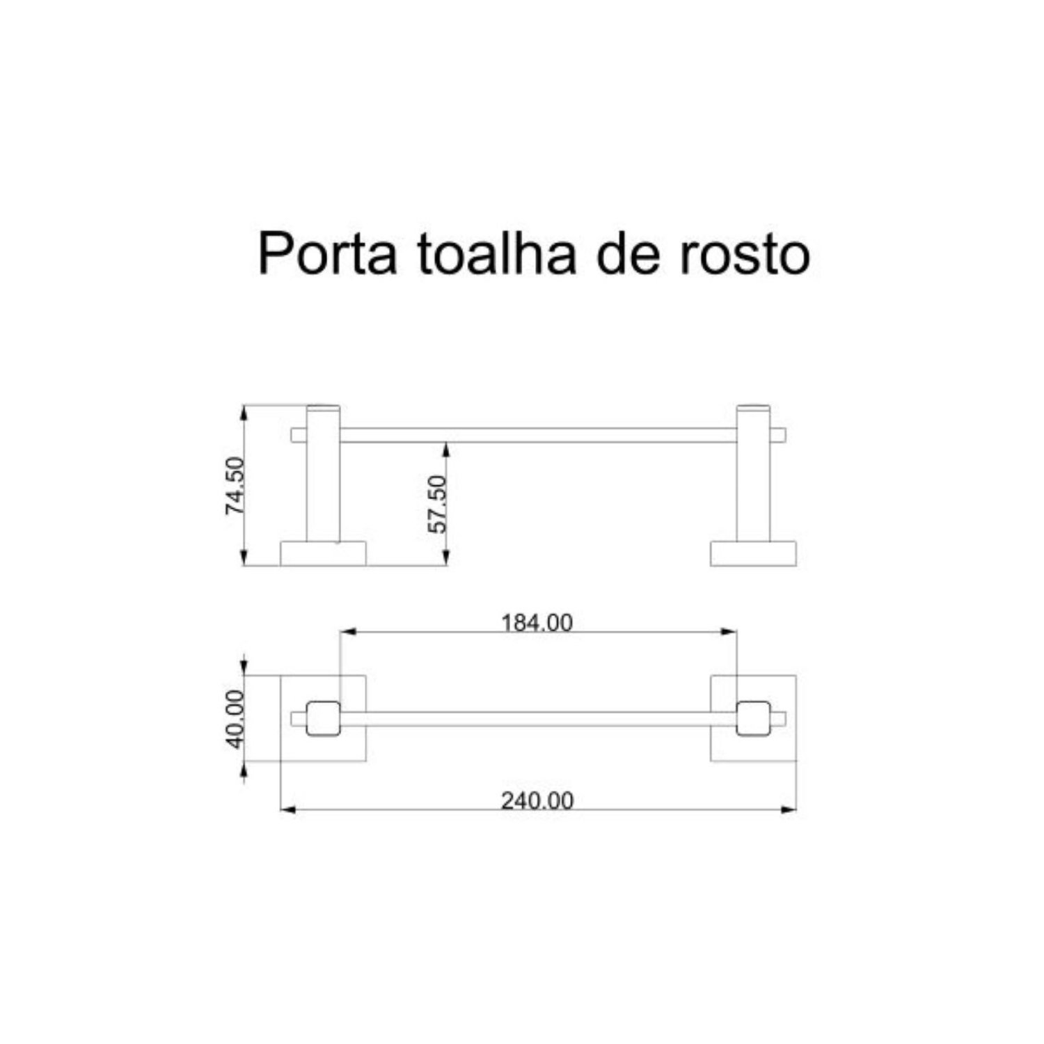 Porta Toalha deRosto 24cm Inox Square SQ12240 Ducon Metais - 2