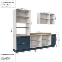 Cozinha Modulada 4 Peças com Torre para Microondas Arizona CabeCasa MadeiraMadeira - 4