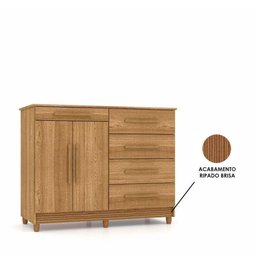 Cômoda Sapateira Sírius 122cm 2 Portas 5 Gavetas Nature - Vila Rica - 4