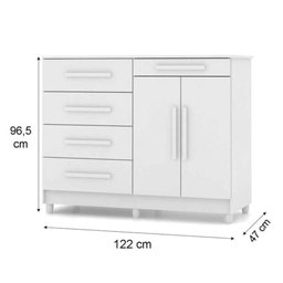 Cômoda Sapateira Sírius 122cm 2 Portas 5 Gavetas Nature - Vila Rica - 5