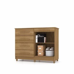 Cômoda Sapateira Sírius 122cm 2 Portas 5 Gavetas Nature - Vila Rica - 2