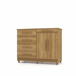 Cômoda Sapateira Sírius 122cm 2 Portas 5 Gavetas Nature - Vila Rica