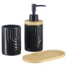Kit Lavabo Banheiro Bambu Porta Sabonete Líquido Escova 887 - 5