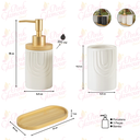 Ver imagem 3 de Kit Lavabo Banheiro Bambu Porta Sabonete Líquido Escova 887