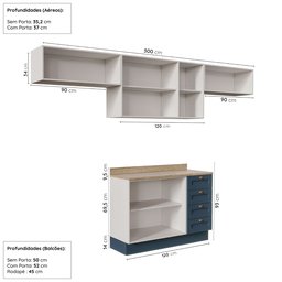 Cozinha Modulada 4 Peças com 3 Aéreos e Balcão 120cm Arizona CabeCasa MadeiraMadeira - 4