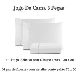 Lençol Casal Algodão Egípcio 400 Fios Branco Jogo Cama 3 Pçs - 3