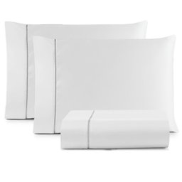 Lençol Casal Algodão Egípcio 400 Fios Branco Jogo Cama 3 Pçs - 1