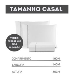 Lençol Casal Algodão Egípcio 400 Fios Branco Jogo Cama 3 Pçs - 2