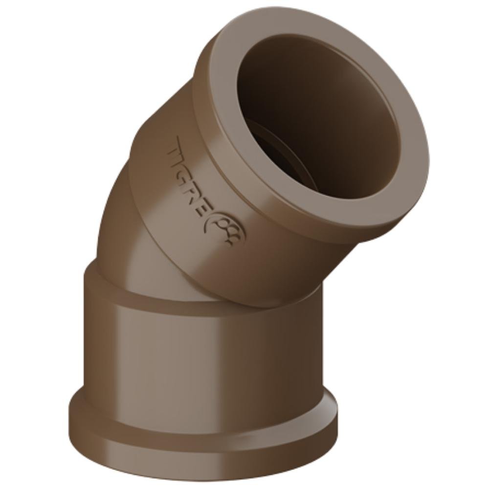 Joelho de 45° Graus Soldável Pvc Marrom para Canos Tubos de Água Fria de 3” Polegadas 85mm - 1
