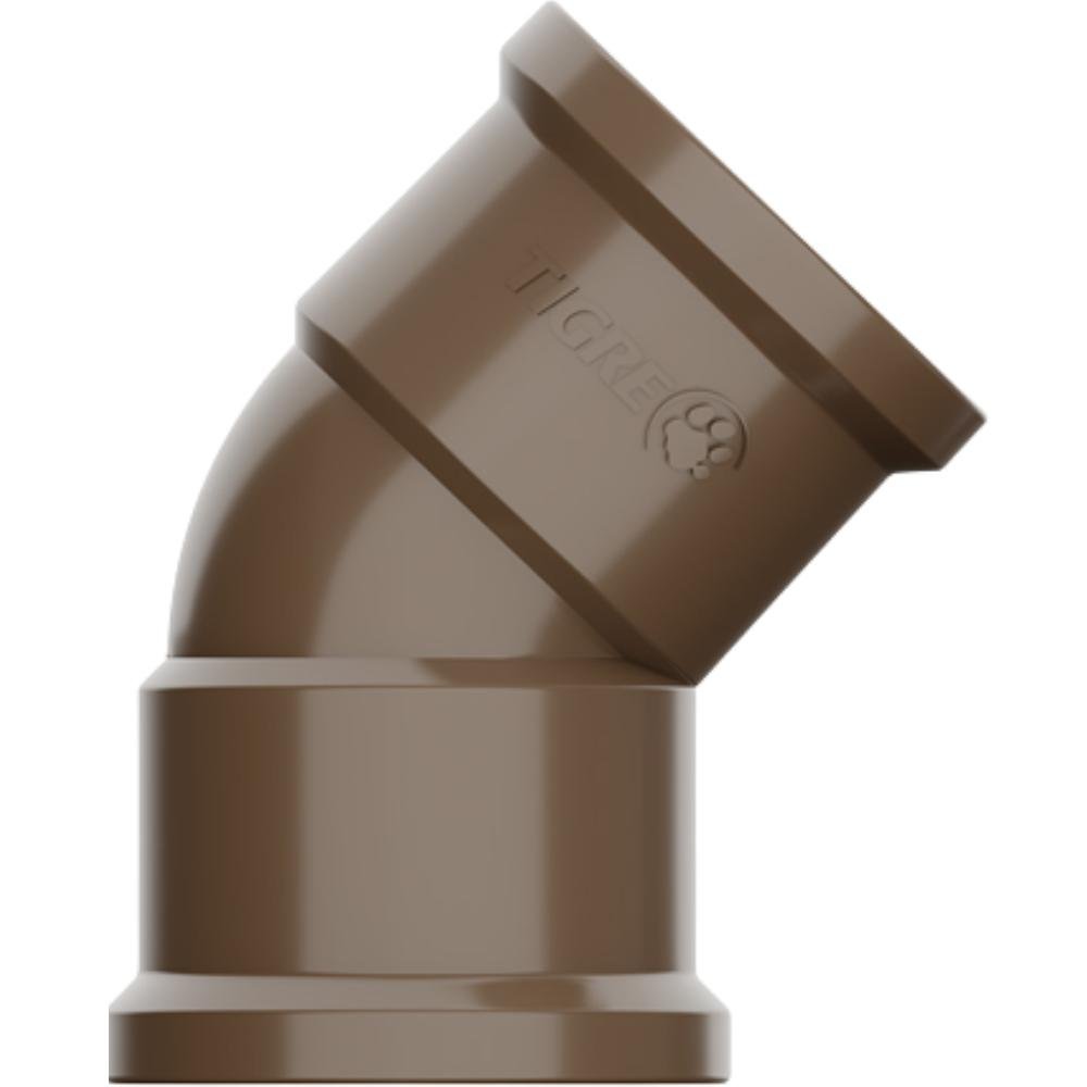 Joelho de 45° Graus Soldável Pvc Marrom para Canos Tubos de Água Fria de 3” Polegadas 85mm - 2