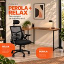 Ver imagem 5 de Conjunto de Escritório Mesa Pérola e Cadeira Diretor Relax Preto