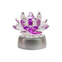 Ver imagem 1 de Enfeite Escultura de Vidro Flor de Lotus de 10cm com Base Espelhada Led Rgb Enfeite de Cristal Cor:r