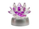 Ver imagem 1 de Enfeite Escultura de Vidro Flor de Lotus de 10cm com Base Espelhada Led Rgb Enfeite de Cristal Cor:r