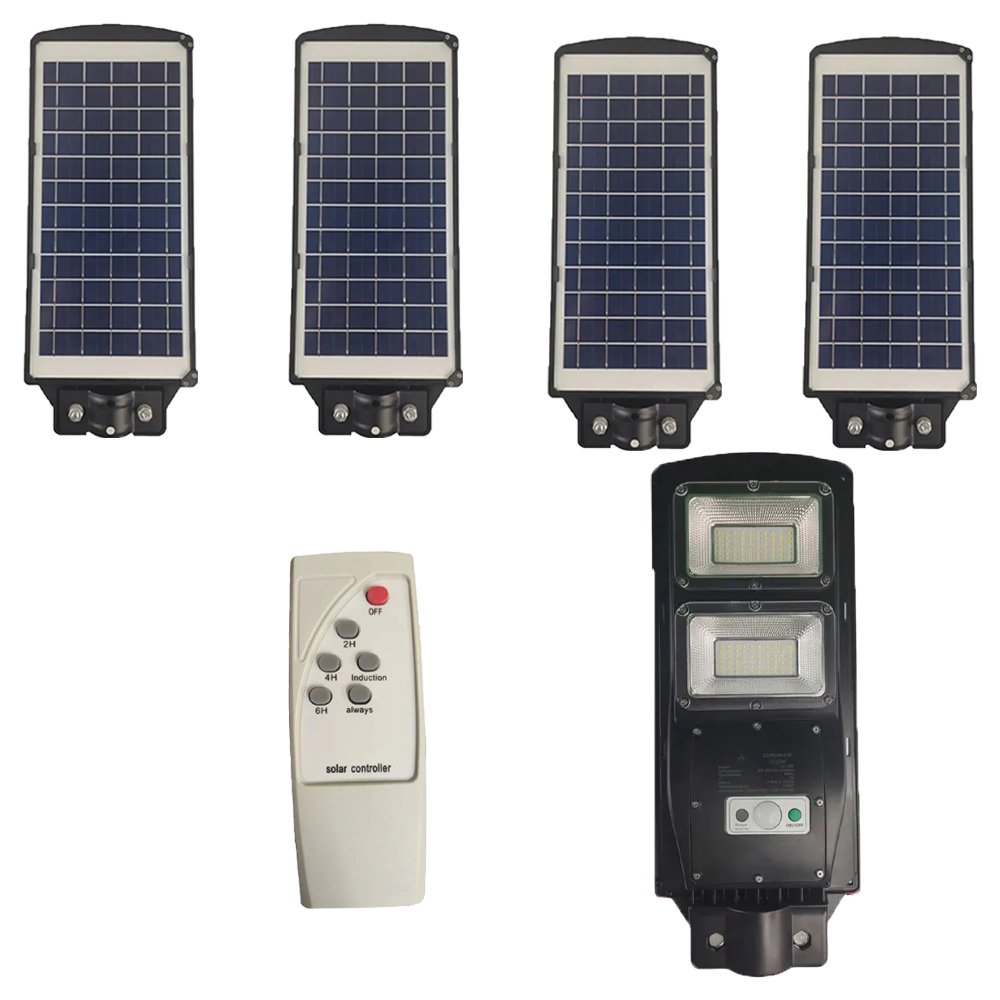 Luminaria Solar 120W Led Sensor Movimento Kit 5 Und Controle Iluminaçao