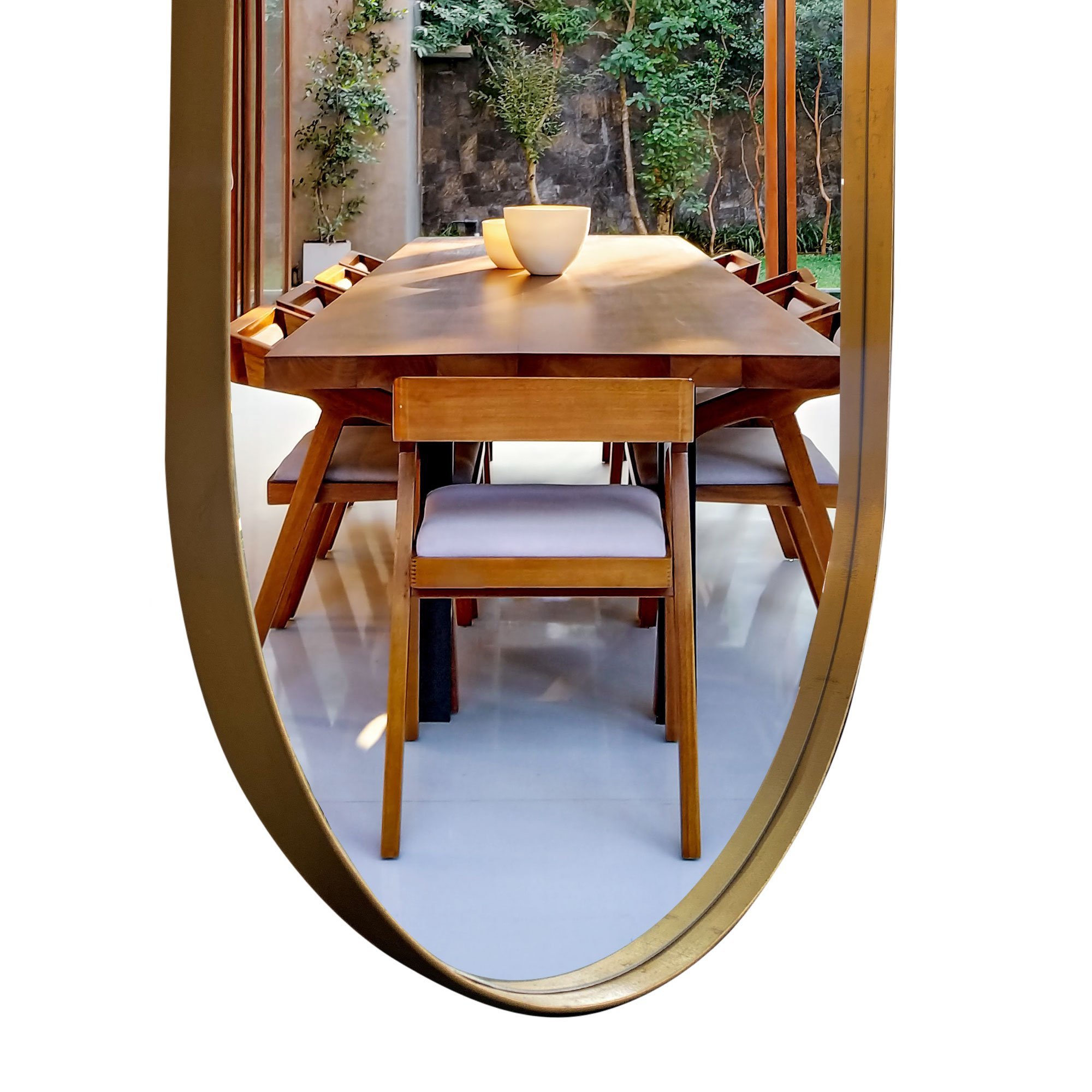 Espelho Grande Corpo Inteiro De Parede Moldura Aço 150x60cm - Dourado - 5