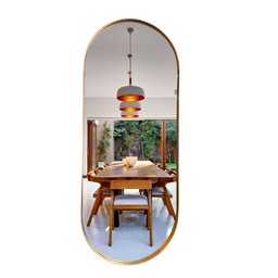Espelho Grande Corpo Inteiro De Parede Moldura Aço 150x60cm - Dourado - 1