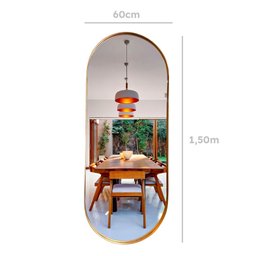 Espelho Grande Corpo Inteiro De Parede Moldura Aço 150x60cm - Dourado - 3