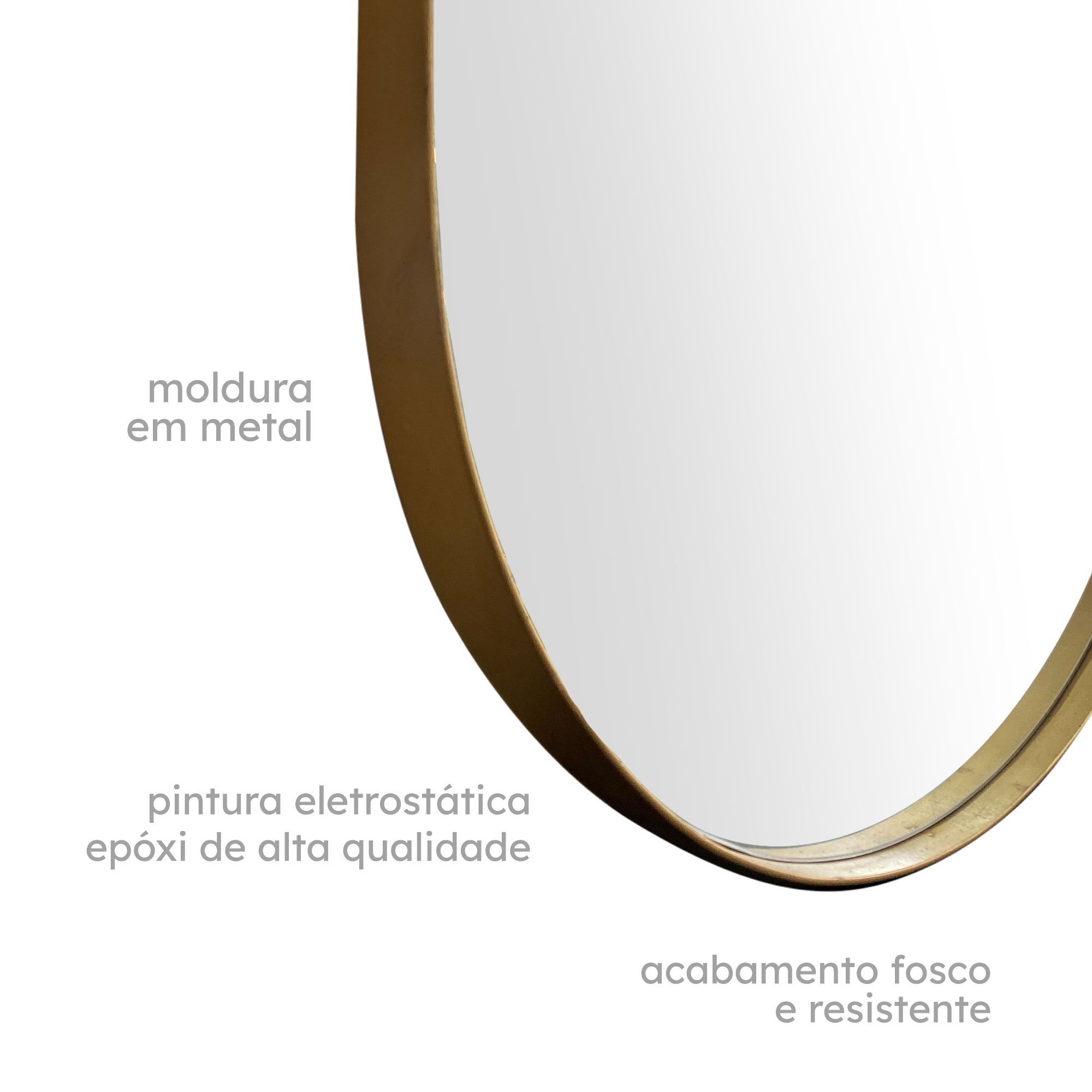 Espelho Grande Corpo Inteiro De Parede Moldura Aço 150x60cm - Dourado - 4