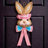 Decoração Páscoa Pendente Cabeça Coelho com Laço Palha 85cm - 3