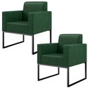 Ver imagem 1 de Kit 02 Poltronas Decorativas Sala Base fixa Metal Helô L02 Facto Verde Musgo - Lyam Decor