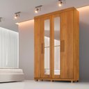Ver imagem 1 de Guarda-Roupa 4 Portas 3 Gavetas com Espelho MDF Parma Yescasa Marrom/Cinamomo